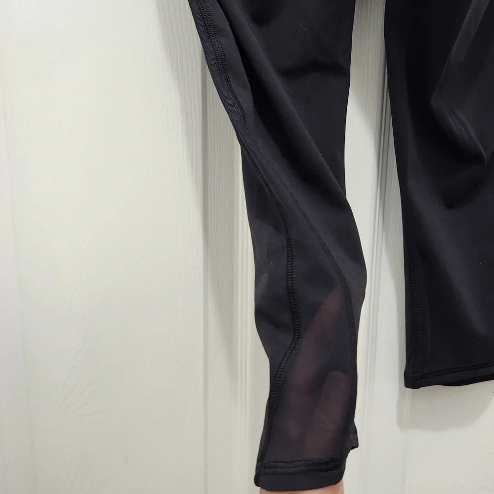 Lululemon Cropped Black Leggings with Side Mesh Panels